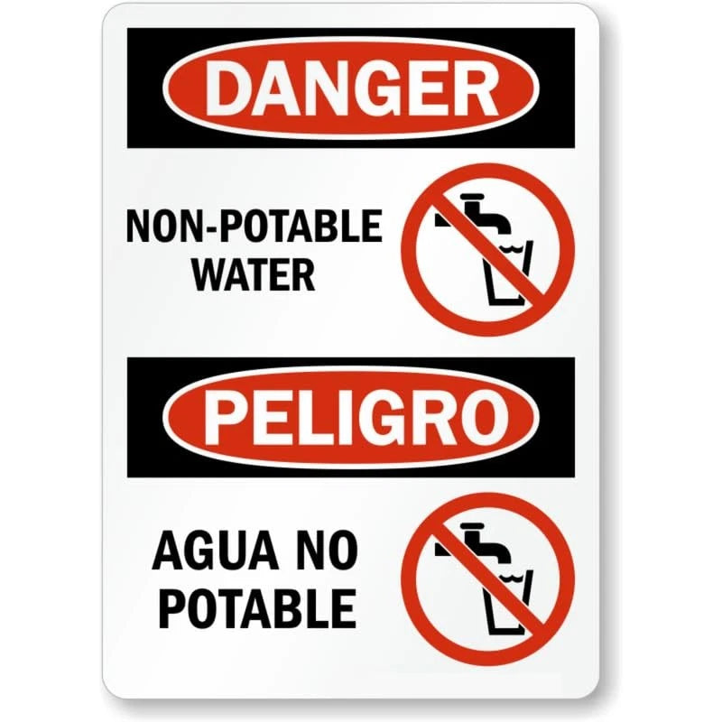 Danger Non-Potable Water Bilingual Aluminum Sign — product artwork