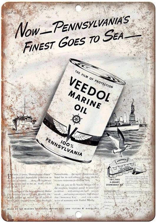 Marine Oil Veedol Vintage Reproduction Funny Aluminum Sign — product artwork