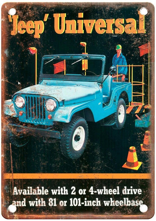 Vintage Jeep 1965 Retro Look Auto Ad Aluminum Sign — product artwork