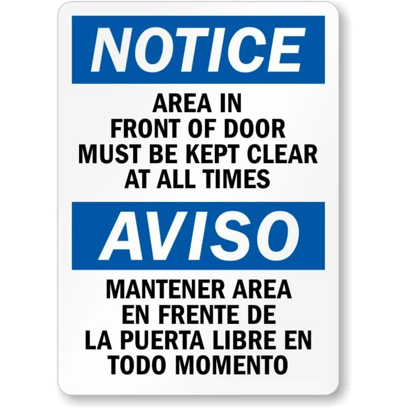 Bilingual Area Kept Clear Aluminum Sign — product artwork