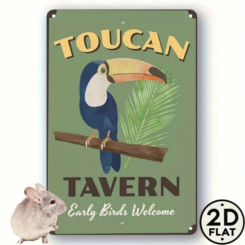 Signs Funny Multicolor Tropical Toucan Bird Aluminum Sign — product artwork