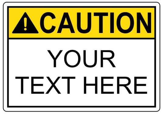Custom Caution Landscape White Aluminum Sign — product artwork