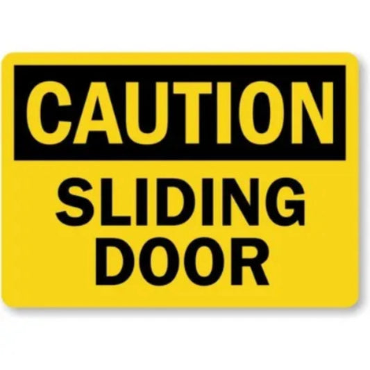 Sliding Door Caution Aluminum Sign — product artwork