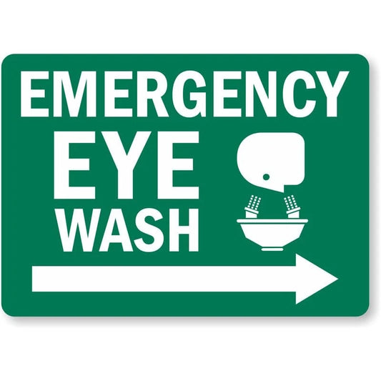 Emergency Eye Wash Right Arrow Aluminum Sign — product artwork