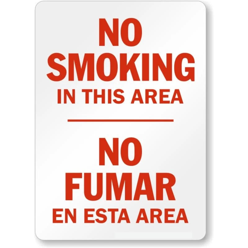Bilingual No Smoking in This Area Aluminum Sign — product artwork