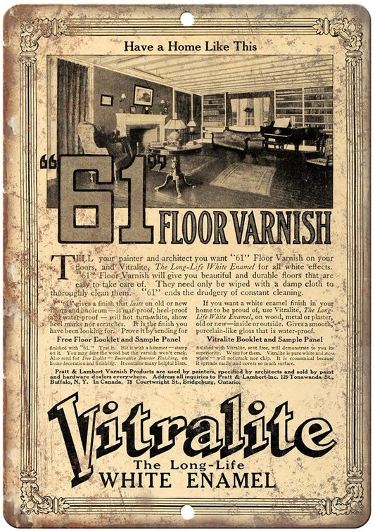 Vitralite Floor Enamel Varnish Reproduction USA Aluminum Sign — product artwork