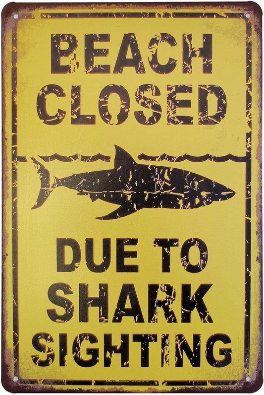 Beach Closed Vintage Funny Warning Aluminum Sign — product artwork