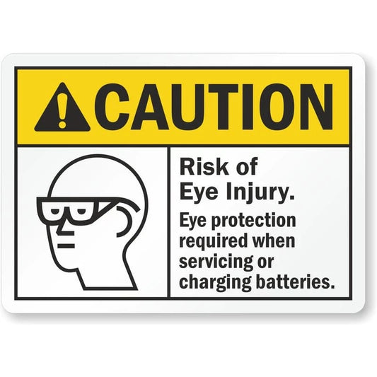 Eye Protection Required When Charging Batteries Aluminum Sign — product artwork