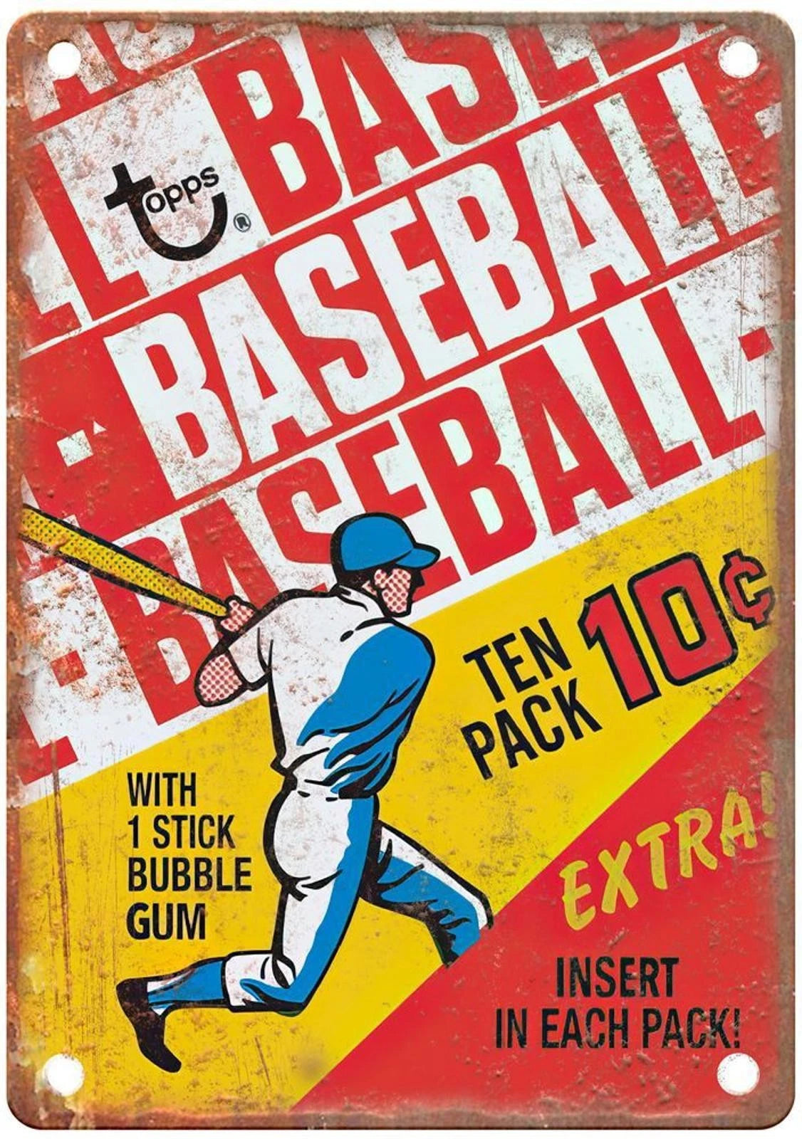 Topps Baseball Ten Pack Bubble Gum Vintage Aluminum Sign — product artwork