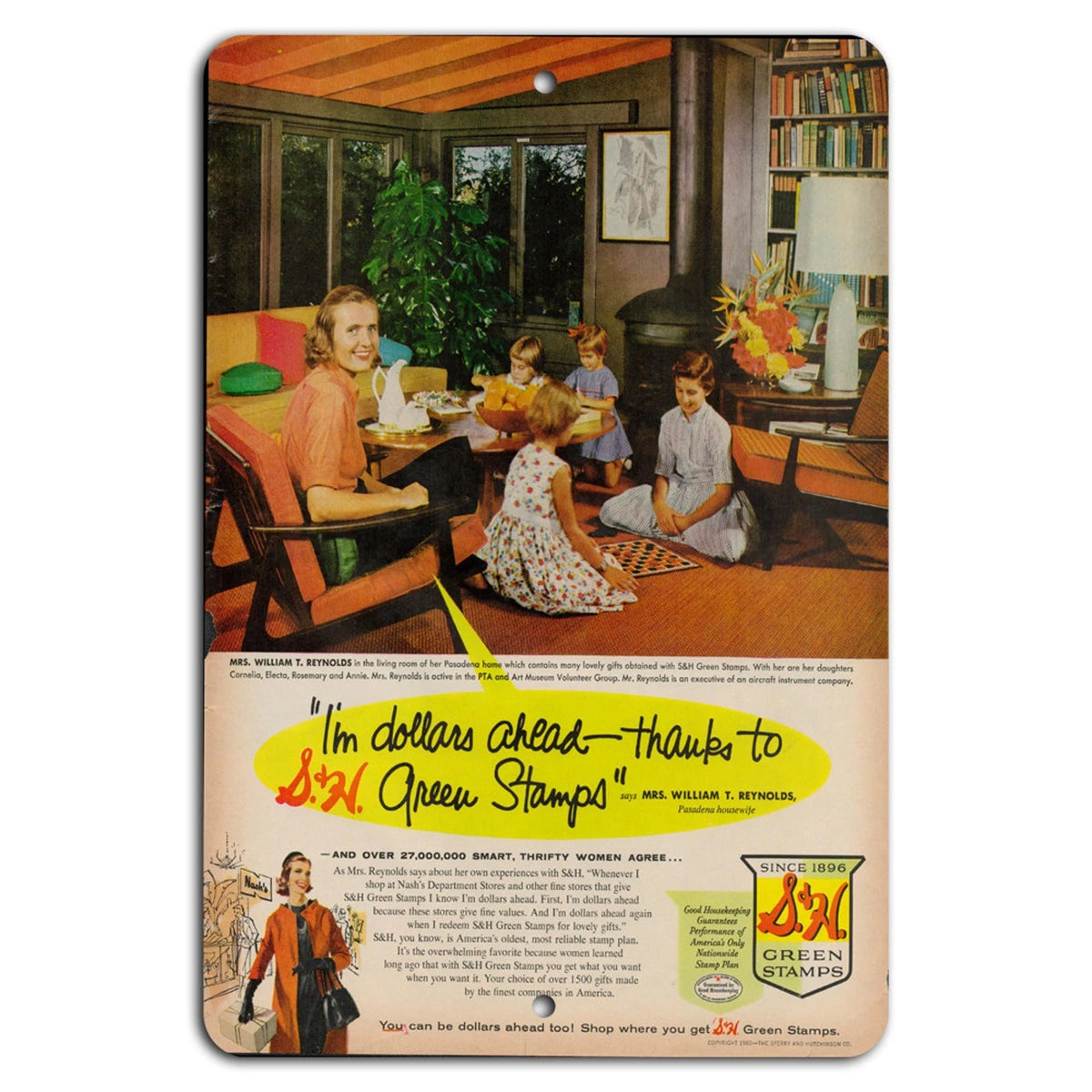 Vintage S&H Green Stamps Retro Nostalgia Aluminum Sign — product artwork