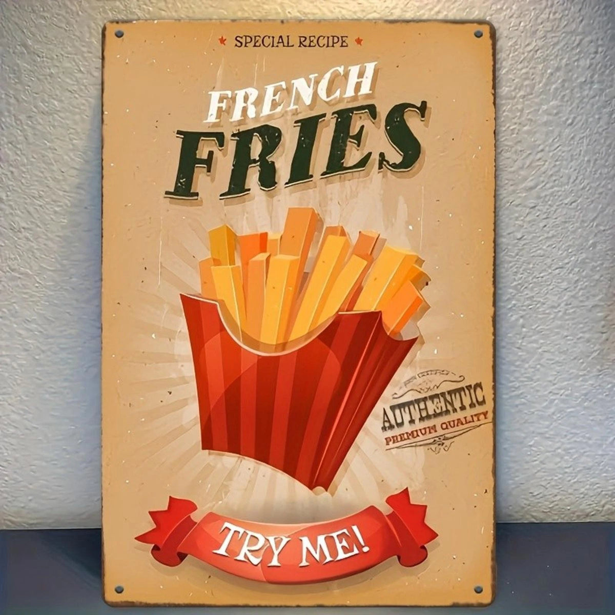 Tin Special Recipe French Fries Funny Aluminum Sign — product artwork