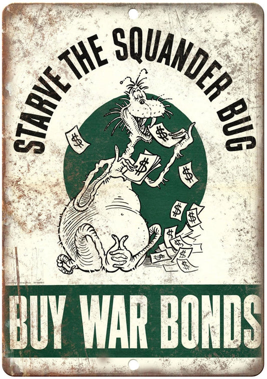 Vintage War Bond Squander Bug Funny Poster Aluminum Sign — product artwork