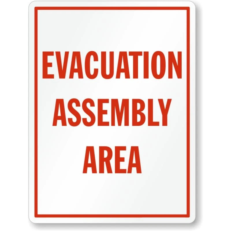 Evacuation Assembly Area Fire Aluminum Sign — product artwork