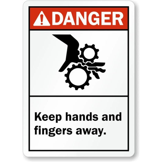 Danger Keep Hands and Fingers Away Aluminum Sign — product artwork