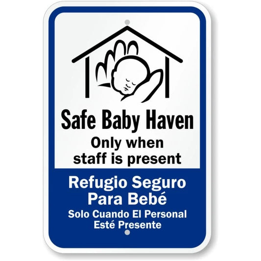 Safe Baby Haven Bilingual Aluminum Sign — product artwork