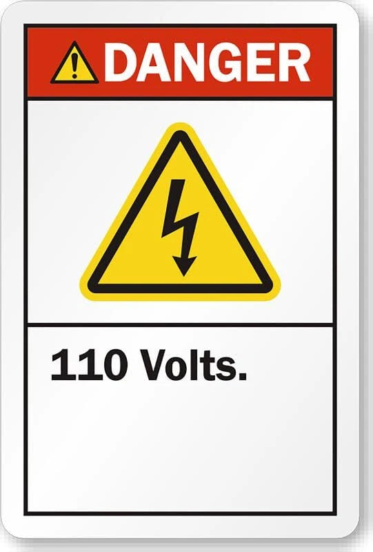 110 Volts Danger Safety Warning Aluminum Sign — product artwork