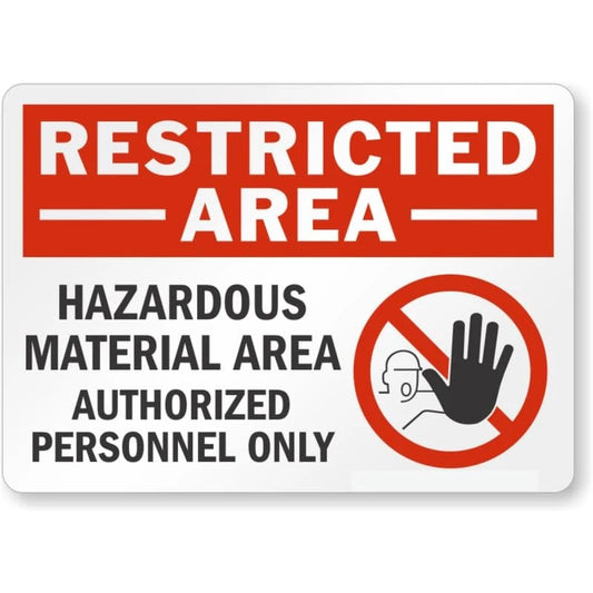Hazardous Material Restricted Area Aluminum Sign — product artwork