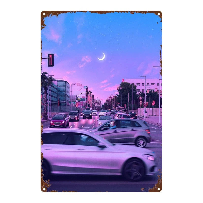 Purple City Funny Artistic Aluminum Sign — product artwork