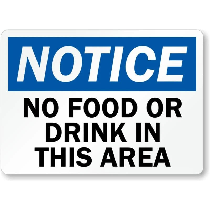 No Food Area Notice Aluminum Sign — product artwork