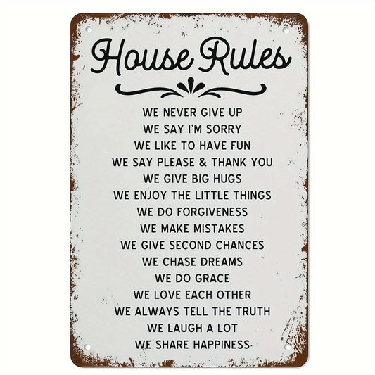 Home Rules Funny Inspirational Family Saying Aluminum Sign — product artwork