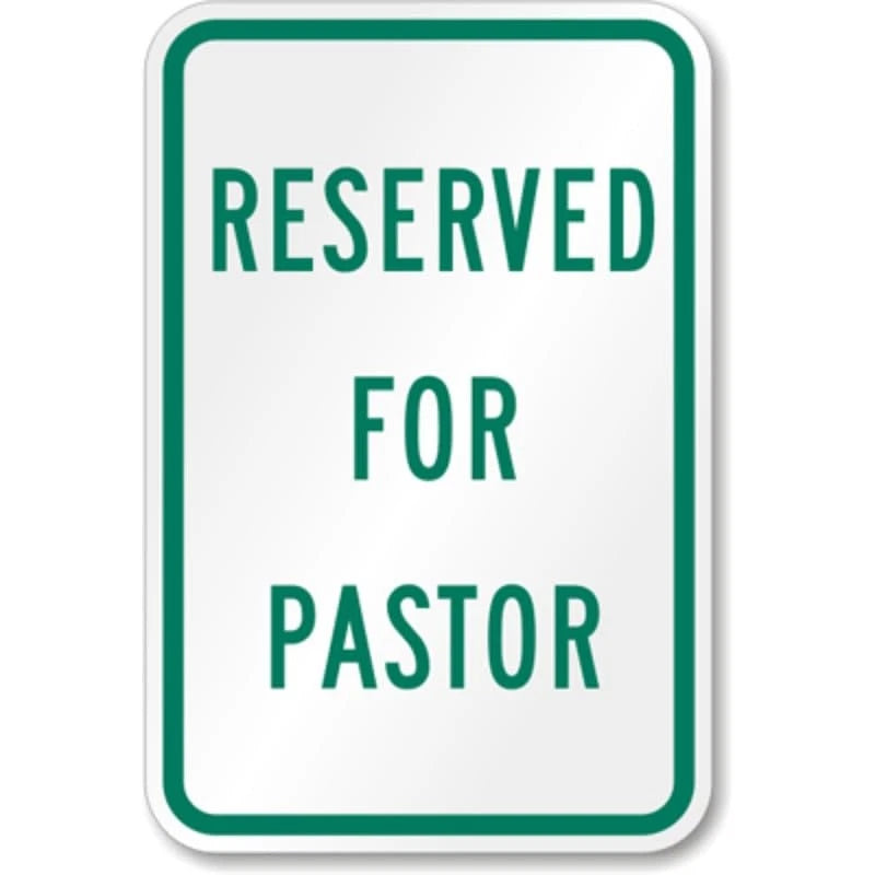 Pastor Reserved Church Parking Aluminum Sign — product artwork