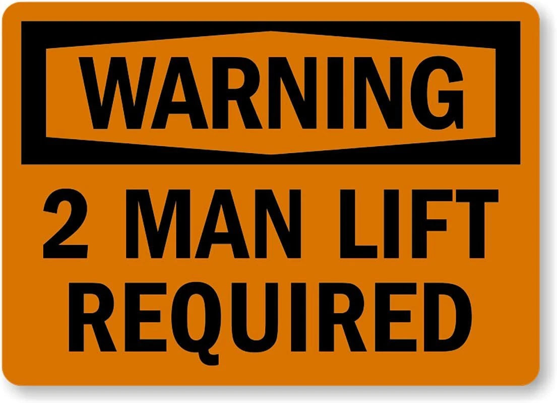 2 Man Lift Business Safety Warning Aluminum Sign — product artwork
