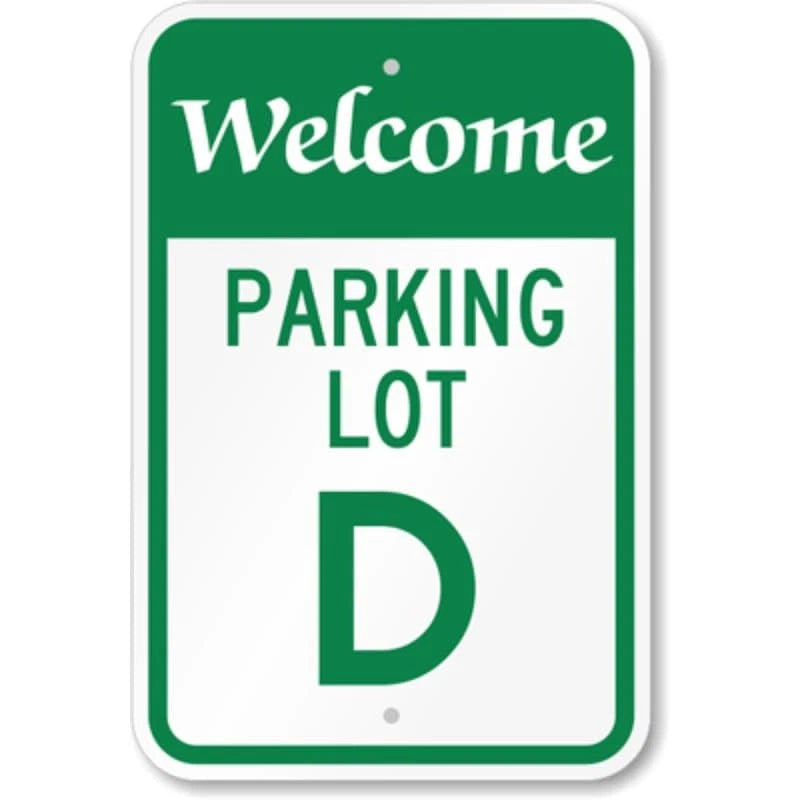 Parking Lot D Aluminum Sign — product artwork