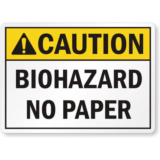 Biohazard No Paper Caution Aluminum Sign — product artwork