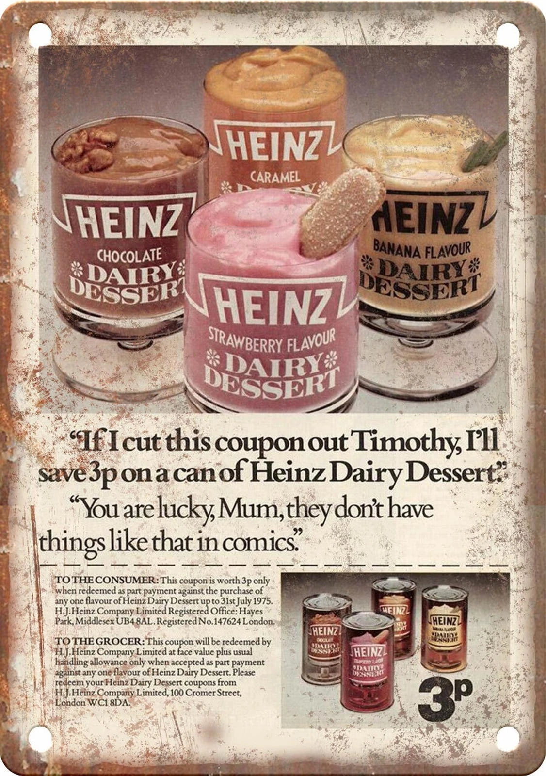 Vintage Ice Cream Funny Reproduction Aluminum Sign — product artwork