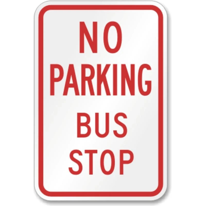 No Parking Bus Stop Aluminum Sign — product artwork