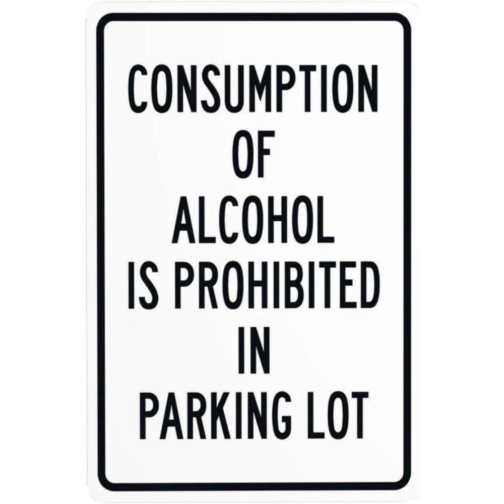 Warning Silver Gray Parking Area No Alcohol Aluminum Sign — product artwork