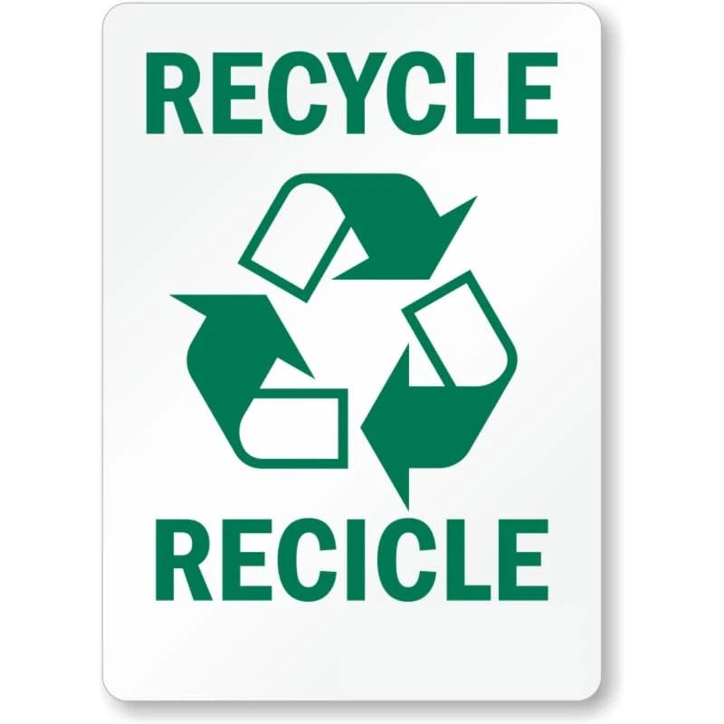 Recycle Bilingual Garden Aluminum Sign — product artwork
